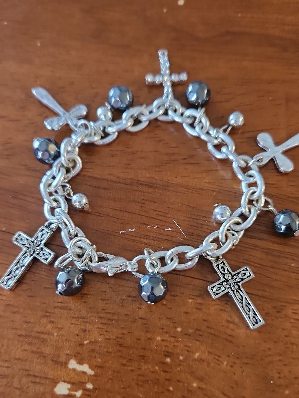Hand Made Christian Cross Charm Bracelet by Miss Bee